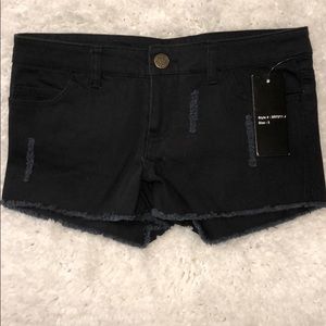 Navy Blue Distressed Shorts